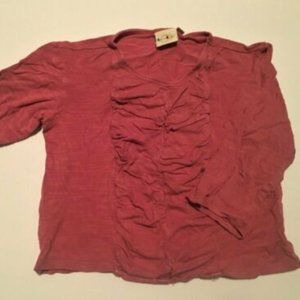 GEO-RAGS Girls' Raspberry Ruffled Front 3/4 Sleeve STRETCH Crop Top ~ Sz 8